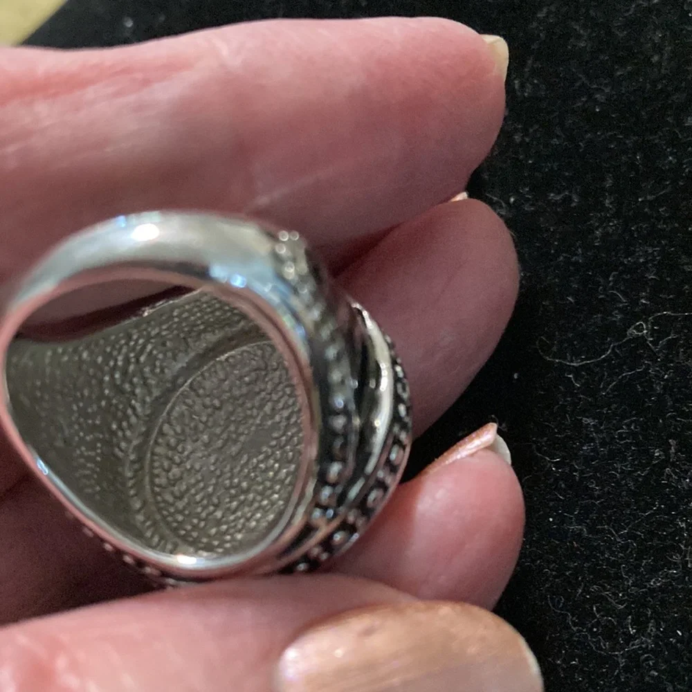 Women zebra design Silver Tone & black Statement Ring